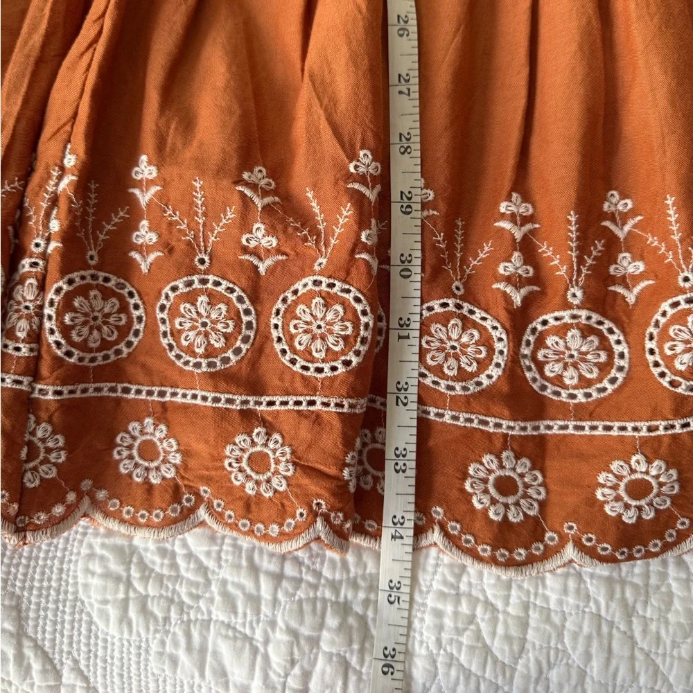 LC Lauren Conrad Burnt Orange Embroidered Skirt Women’s Size Small Maxi - Picture 6 of 7